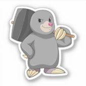 Sticker Mole en Handyman avec Hammer (Devant)