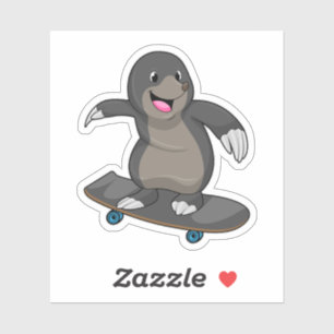 Sticker Mole en skate avec skateboard