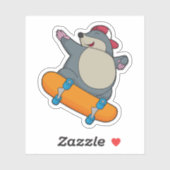 Sticker Mole en skate avec skateboard (Feuille)