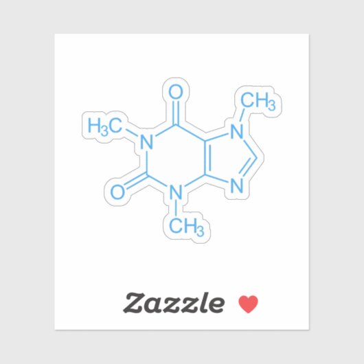 Sticker Molécule de caféine bleue (Feuille)