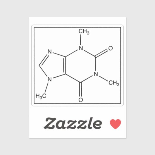 Sticker Molécule de caféine (formule chimique) (Feuille)