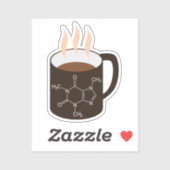 Sticker Molécule de caféine (formule chimique) Café drôle (Feuille)