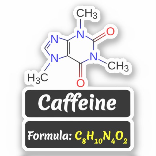 Sticker Molécule de caféine (formule de structure chimique (Recto)