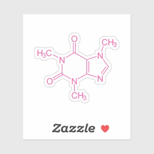 Sticker Molécule de caféine rose (Feuille)