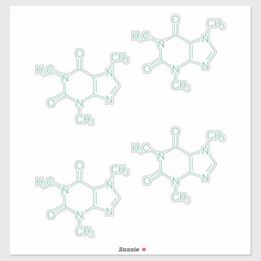 Sticker Molécule de caféine verte (Feuille)