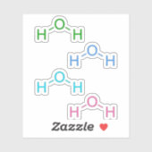 Sticker Molécule d'eau H2O rose vert (Feuille)
