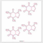 Sticker Molécules de caféine rose (Feuille)