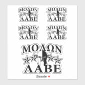 Sticker Molon Labe Casque guerrier spartiate 5 étoiles B&W (Feuille)