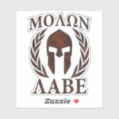 Sticker Molon Labe Laurels, guerrier spartiate (Feuille)