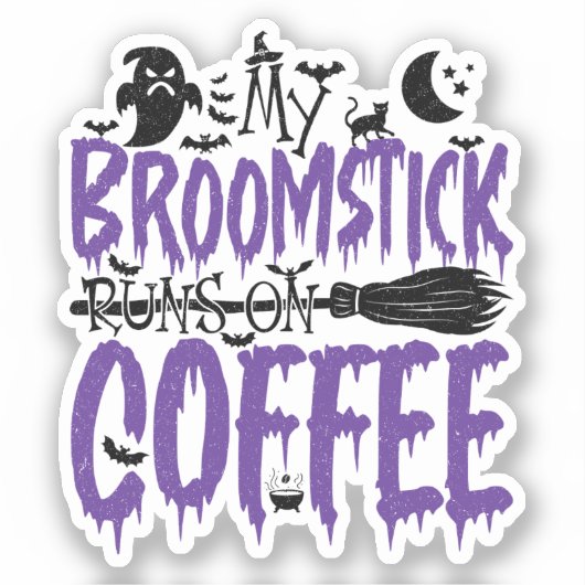 Sticker Mon Broomstick tourne sur le Cool Halloween addict (Recto)