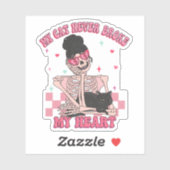 Sticker Mon chat anti-Valentin n'a jamais brisé mon coeur (Feuille)