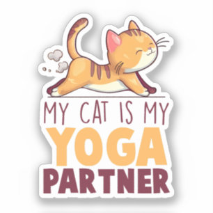 Sticker Mon Chat Est Mon Partenaire De Yoga