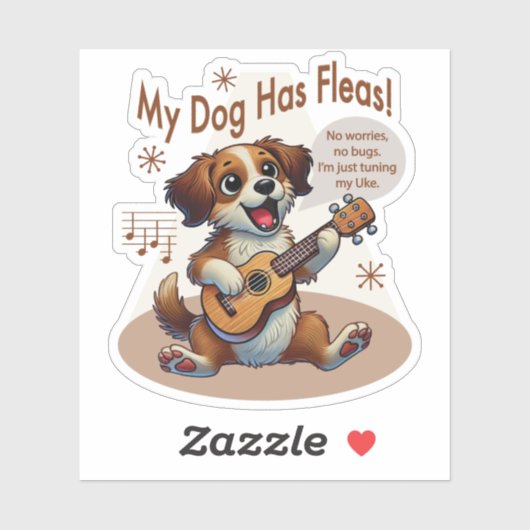 Sticker Mon Chien A Fleas Ukulele Tuning Chanson (Feuille)