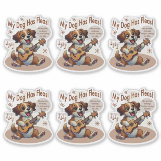 Sticker Mon Chien A Fleas Ukulele Tuning Chanson (Devant)
