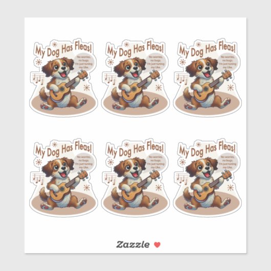 Sticker Mon Chien A Fleas Ukulele Tuning Chanson (Feuille)