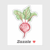 Sticker Mon Coeur Beets Pour Vous, Aquarelle Veggie Beet (Feuille)