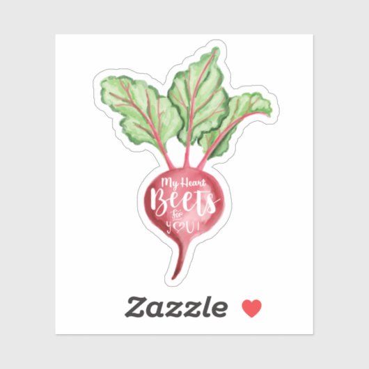 Sticker Mon Coeur Beets Pour Vous, Aquarelle Veggie Beet (Feuille)