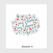 Sticker Mon corps, mon choix - fleurs rouges (Feuille)