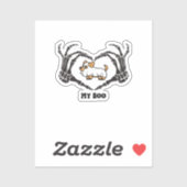 Sticker Mon Costume Boo Chihuahua Avec Mains Coeurs Squele (Feuille)