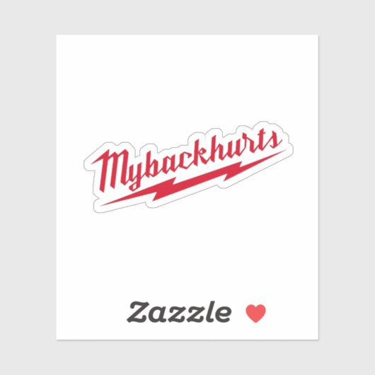 Sticker Mon dos fait mal au travail Casquette dur (Feuille)