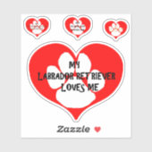 Sticker Mon Labrador Retriever m'aime (Feuille)