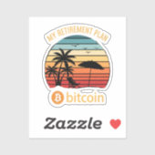 Sticker Mon Plan de Retraite Bitcoin Plage Coucher de Sole (Feuille)