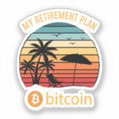 Sticker Mon Plan de Retraite Bitcoin Plage Coucher de Sole (Recto)