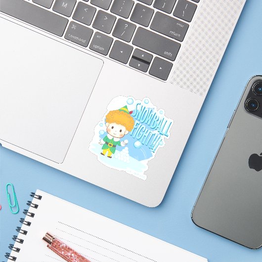 Sticker Mon pote, l'Elf Snowball combat ! (Ordinateur portable avec iPhone)