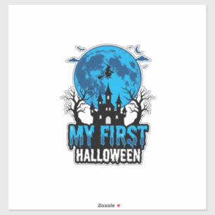 Sticker Mon premier Halloween Château hanté vintage bébé S