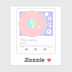 Sticker Mon Retro Vibes Vinyl Record Player Pastel