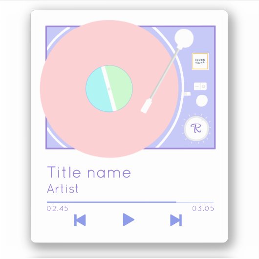 Sticker Mon Retro Vibes Vinyl Record Player Pastel (Devant)