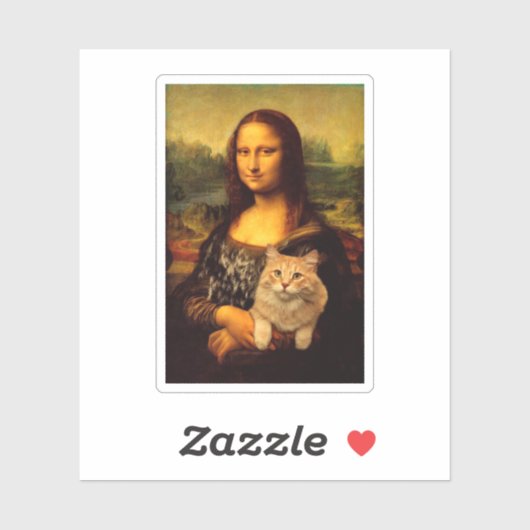 Sticker Mona Lisa avec un chat (fourrure de chat) Amateurs (Feuille)