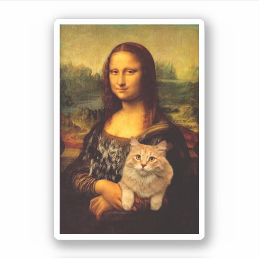 Sticker Mona Lisa avec un chat (fourrure de chat) Amateurs (Devant)