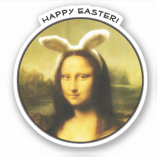 Sticker Mona Lisa Bunny Ears Easter (Devant)