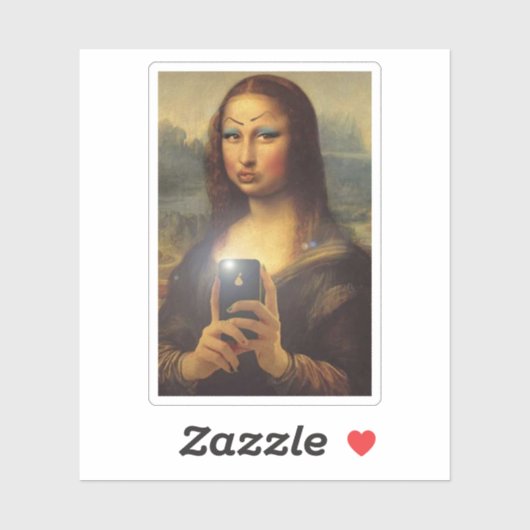 Sticker Mona Lisa fait un drôle de visage avec maquillage (Feuille)