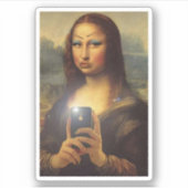 Sticker Mona Lisa fait un drôle de visage avec maquillage (Devant)
