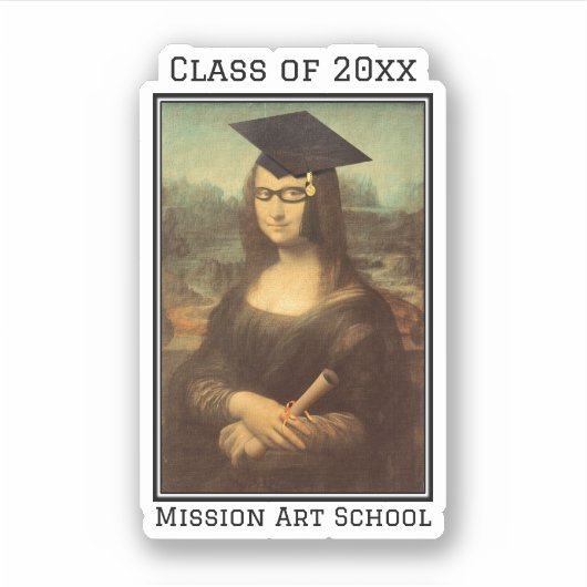 Sticker Mona Lisa Glasses Graduation (Devant)