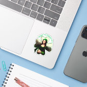 Sticker Mona Lisa Saint-Patrick Clover (Ordinateur portable avec iPhone)
