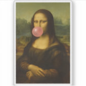 Sticker Mona Lisa soufflant de bulle rose (Devant)