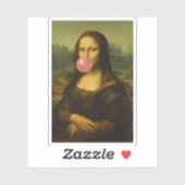Sticker Mona Lisa soufflant de bulle rose (Feuille)