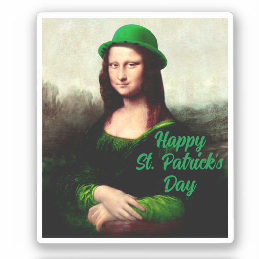 Sticker Mona Lisa St. Patrick's Day Clover (Recto)