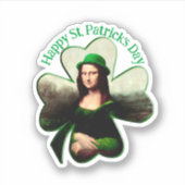 Sticker Mona Lisa St. Patrick's Day Clover (Devant)