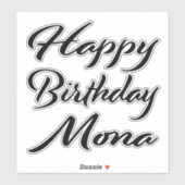 Sticker Mona Nom Prénom Anniversaire de la Broderie noire (Feuille)