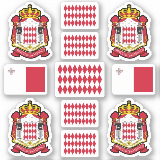 Sticker Monacan state symbols / coat of arms and flag (Devant)