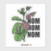 Sticker Monarque Papillon Caterpillar Milkweed Nom Nom Nom (Feuille)