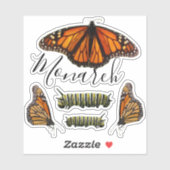 Sticker Monarque Papillon et Caterpillar Set (Feuille)