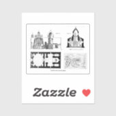 Sticker Monastère Saint Bartholomew étage et plan croisé (Feuille)