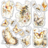 Sticker Monde Fée du Miel Doré – 3c Abeilles et Papillons (Devant)