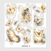 Sticker Monde Fée du Miel Doré – 3c Abeilles et Papillons (Feuille)