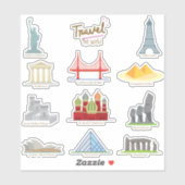 Sticker Monde Voyage Points de repère & Monuments Éducatif (Feuille)